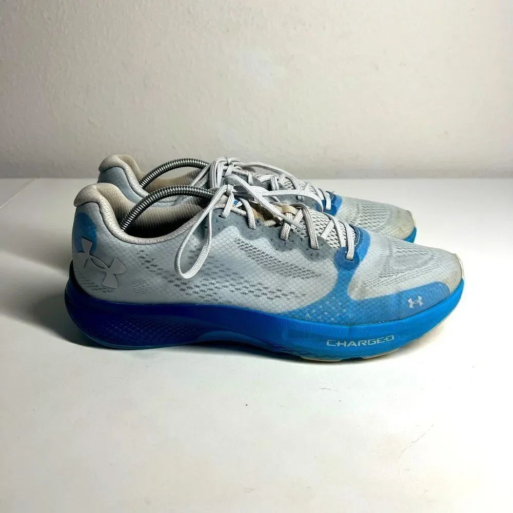 Under Armour Charged Pulse Grey Blue Running Sneakers 3023020-107 men's Sz 10,5